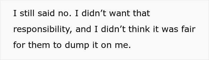 Text excerpt about a teen refusing babysitting responsibility, highlighting step-siblings and parental meltdown conflict. Text excerpt about a teen refusing babysitting responsibility, highlighting step-siblings and parental meltdown conflict.