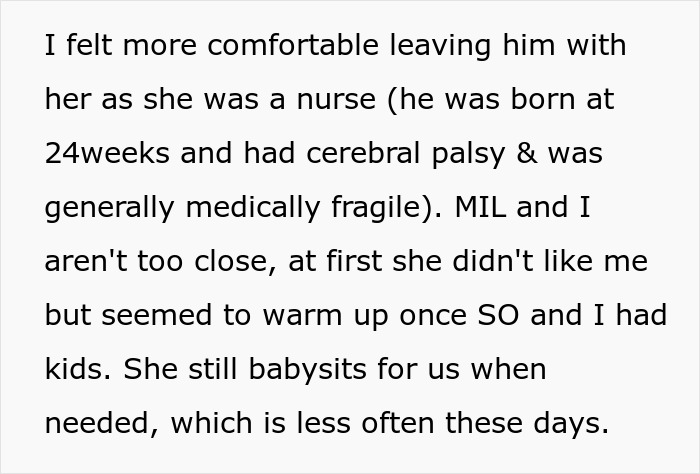 Text excerpt discussing family relations and caregiving, highlighting entitled grandma causing family drama after stealing grandson’s ashes.