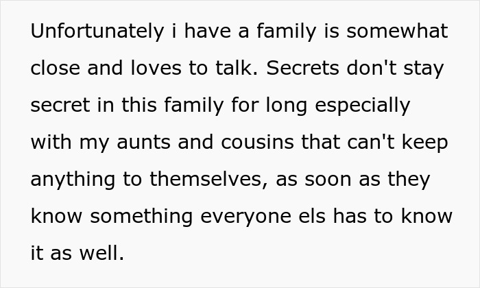 Text about a family with secrets shared openly among relatives despite a pregnant wife and sleeping habits. Text about a family with secrets shared openly among relatives despite a pregnant wife and sleeping habits.