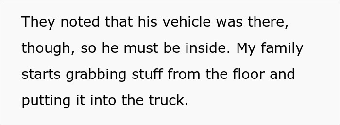 Text excerpt showing a family packing items into a truck while fearing for their safety after a red-flag argument. Text excerpt showing a family packing items into a truck while fearing for their safety after a red-flag argument.