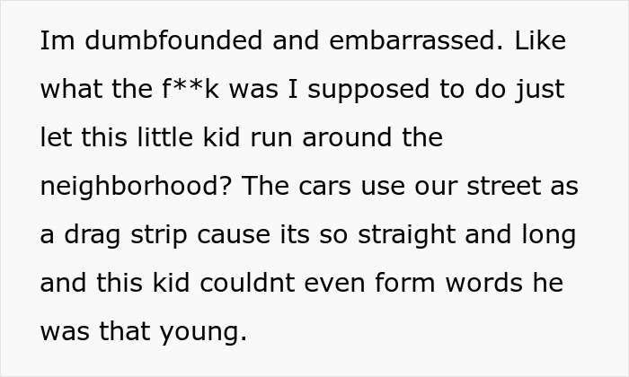 Text message showing neighbor’s meltdown after guy called cops on 2-year-old wandering streets alone in the neighborhood. Text message showing neighbor’s meltdown after guy called cops on 2-year-old wandering streets alone in the neighborhood.