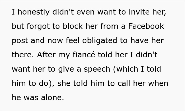 Text about fiancé’s female friend demanding speech and best man role, causing bride to consider cutting ties. Text about fiancé’s female friend demanding speech and best man role, causing bride to consider cutting ties.