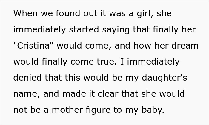 Text showing a woman denying her stepdaughter's baby as hers, highlighting disturbed mental health concerns. Text showing a woman denying her stepdaughter's baby as hers, highlighting disturbed mental health concerns.