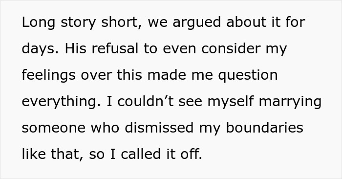 Bride's protests to change caterer ignored by groom's ex leading to wedding cancellation after boundary disputes. Bride's protests to change caterer ignored by groom's ex leading to wedding cancellation after boundary disputes.