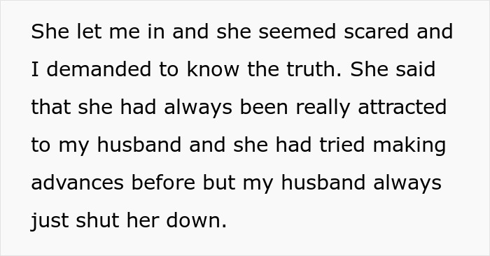 Text excerpt discussing a lady confronting her bestie about attraction to her husband and possible hidden affair. Text excerpt discussing a lady confronting her bestie about attraction to her husband and possible hidden affair.