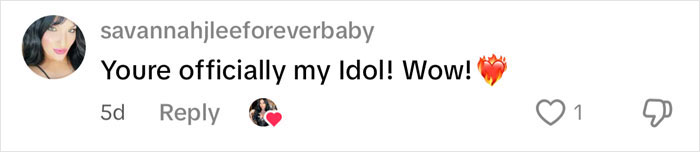 Comment from user savannahjleeforeverbaby expressing admiration by calling someone their idol with a fire emoji. Comment from user savannahjleeforeverbaby expressing admiration by calling someone their idol with a fire emoji.