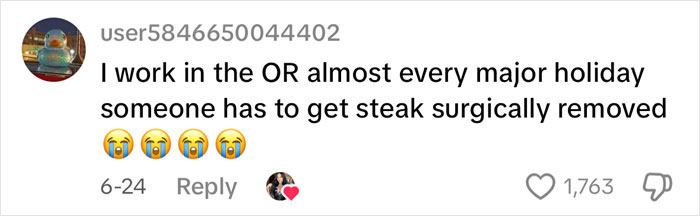 Screenshot of a social media comment about working in the OR during holidays and strange injury cases shared by an autopsy tech. Screenshot of a social media comment about working in the OR during holidays and strange injury cases shared by an autopsy tech.