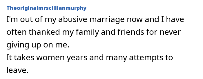 Text post about gratitude towards family and friends for support in leaving an abusive marriage and the difficulty of the process. Text post about gratitude towards family and friends for support in leaving an abusive marriage and the difficulty of the process.