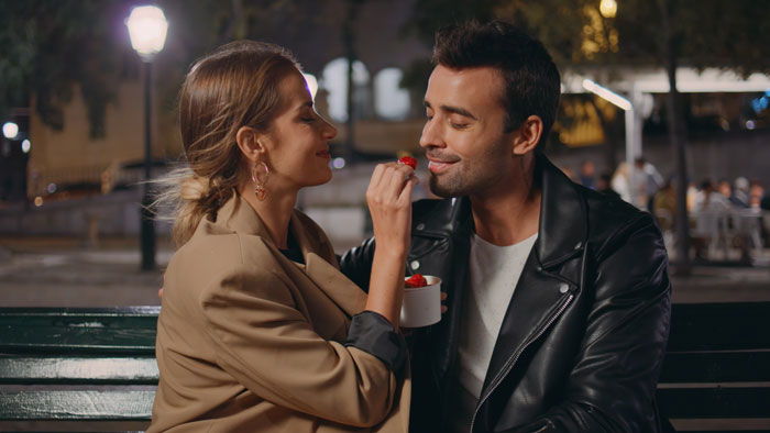 Couple enjoying a romantic date at night, highlighting absentee mom expecting teen to babysit fiancé’s kids. Couple enjoying a romantic date at night, highlighting absentee mom expecting teen to babysit fiancé’s kids.