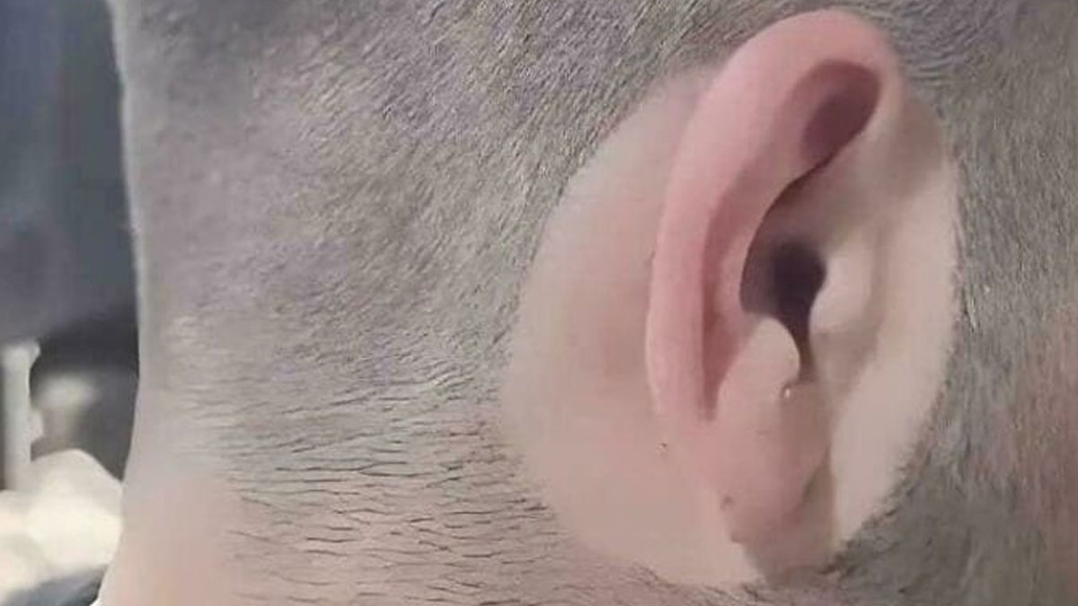 Close-up of a man's poorly shaved haircut at the back of the head, showing a salon glow-up gone wrong.