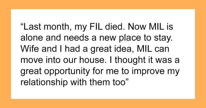 Text excerpt about a brother-in-law demanding a man leave his own home for their mother-in-law's stay.