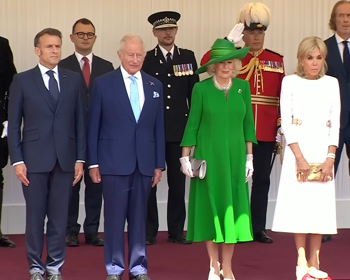 Brigitte Macron's cold behavior towards husband captured during UK visit with formal group and dignitaries present. Brigitte Macron's cold behavior towards husband captured during UK visit with formal group and dignitaries present.
