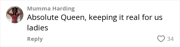 User comment praising Brooks Nader for normalizing period leaks, promoting understanding of women's experiences. User comment praising Brooks Nader for normalizing period leaks, promoting understanding of women's experiences.