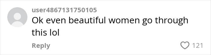 Comment about beautiful women going through normal period leaks, highlighting praise for normalizing this issue. Comment about beautiful women going through normal period leaks, highlighting praise for normalizing this issue.