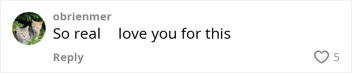 Comment praising Brooks Nader for normalizing period leaks, showing support and appreciation in a social media reply. Comment praising Brooks Nader for normalizing period leaks, showing support and appreciation in a social media reply.