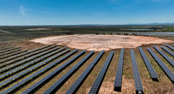 Rows of solar panels installed near a large excavation site where workers uncovered a 5000-year-old fortress. Rows of solar panels installed near a large excavation site where workers uncovered a 5000-year-old fortress.