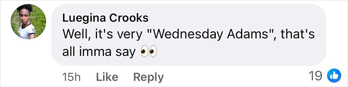Screenshot of a Facebook comment praising Jenna Ortega's sheer dress style at the Wednesday premiere. Screenshot of a Facebook comment praising Jenna Ortega's sheer dress style at the Wednesday premiere.