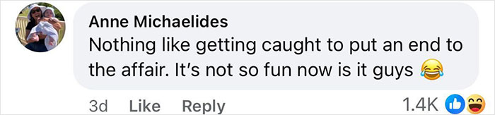 Facebook comment from Anne Michaelides reacting to a scandal involving a Coldplay HR exec and mortgage fraud. Facebook comment from Anne Michaelides reacting to a scandal involving a Coldplay HR exec and mortgage fraud.
