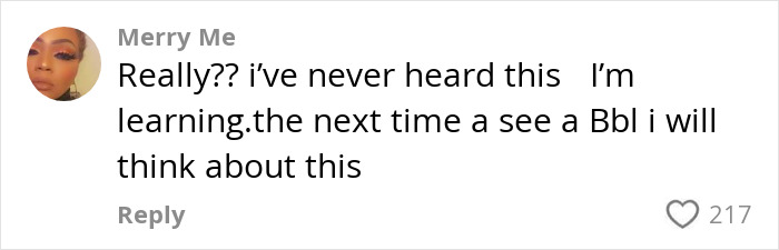 Social media comment discussing the BBL smell issue as patients struggle with proper hygiene after surgery. Social media comment discussing the BBL smell issue as patients struggle with proper hygiene after surgery.