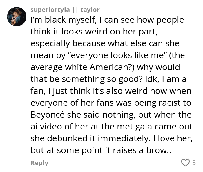 Alt text: Social media comment discussing Billie Eilish controversy and allegations of a racist comment during Ireland show. Alt text: Social media comment discussing Billie Eilish controversy and allegations of a racist comment during Ireland show.