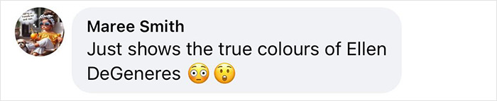 Comment by Maree Smith expressing disappointment about Ellen DeGeneres, related to Céline Dion fans' reaction. Comment by Maree Smith expressing disappointment about Ellen DeGeneres, related to Céline Dion fans' reaction.