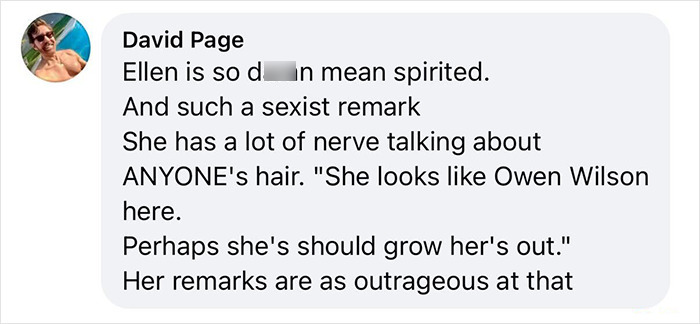 Screenshot of a social media comment criticizing Ellen DeGeneres for rude remarks, sparking outrage among Céline Dion fans. Screenshot of a social media comment criticizing Ellen DeGeneres for rude remarks, sparking outrage among Céline Dion fans.