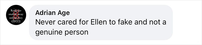 Comment from Adrian Age criticizing Ellen DeGeneres as fake, relevant to Céline Dion fans fuming after Ellen interview resurfaces Comment from Adrian Age criticizing Ellen DeGeneres as fake, relevant to Céline Dion fans fuming after Ellen interview resurfaces