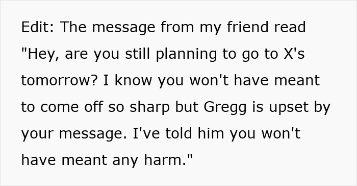 Text message excerpt showing a friend upset as woman refuses to be go-to nanny on couples’ trip causing tension. Text message excerpt showing a friend upset as woman refuses to be go-to nanny on couples’ trip causing tension.