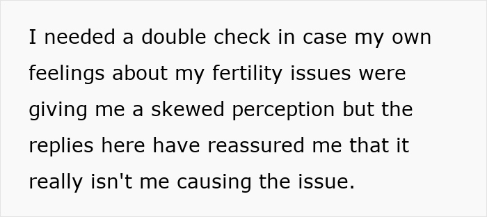 Text expressing reassurance after receiving supportive replies about fertility issues, showing personal reflection. Text expressing reassurance after receiving supportive replies about fertility issues, showing personal reflection.