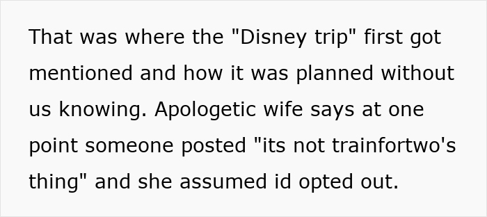 Text excerpt discussing a woman refusing to be the go-to nanny on a couples’ trip, causing tension among friends. Text excerpt discussing a woman refusing to be the go-to nanny on a couples’ trip, causing tension among friends.