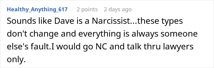 Screenshot of online comment discussing a man facing legal consequences as a deadbeat dad after refusing a favor. Screenshot of online comment discussing a man facing legal consequences as a deadbeat dad after refusing a favor.