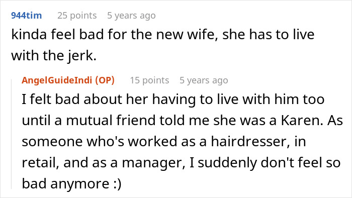 Online conversation about revenge on sister's bad ex by convincing his wife to unknowingly name their baby after her. Online conversation about revenge on sister's bad ex by convincing his wife to unknowingly name their baby after her.