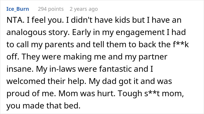 Screenshot of a Reddit comment sharing a story about being overprotective and accepting in-laws' help with baby care. Screenshot of a Reddit comment sharing a story about being overprotective and accepting in-laws' help with baby care.