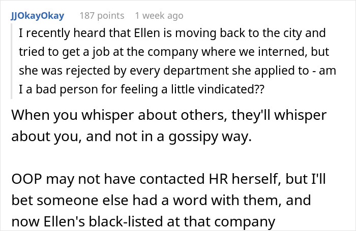 Text post discussing how best friend sabotage relationship bf by whispering about others can lead to negative consequences at work.