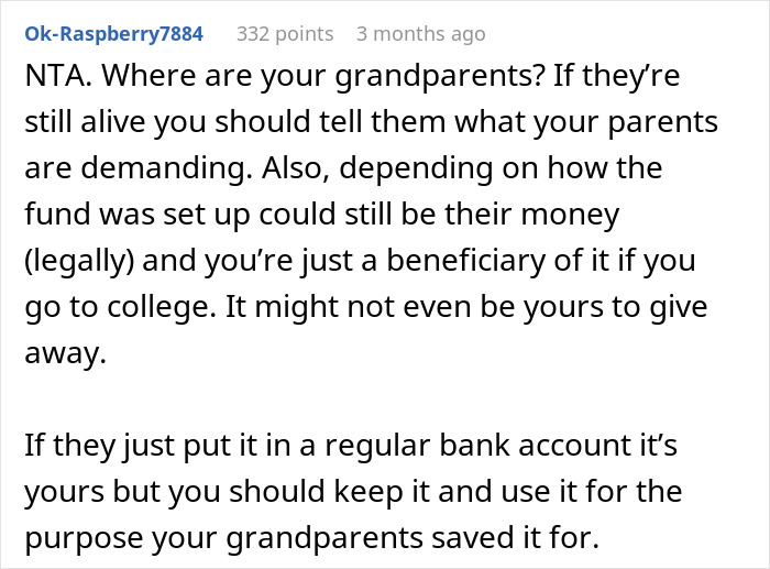 Teen refuses to sacrifice her future for parents’ financial mistakes in a heartfelt online discussion.
