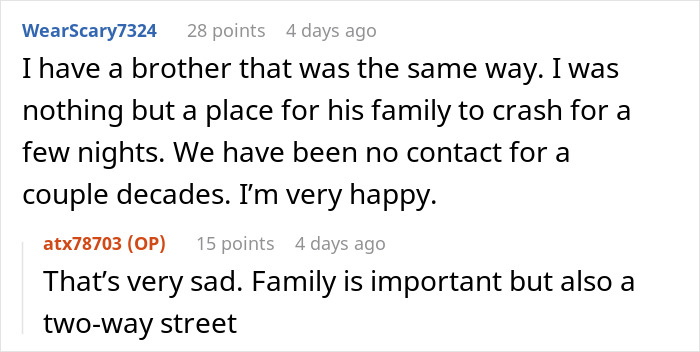 Reddit user discusses family’s entitled behavior causing hunger and strained relationships, emphasizing the two-way street of respect.