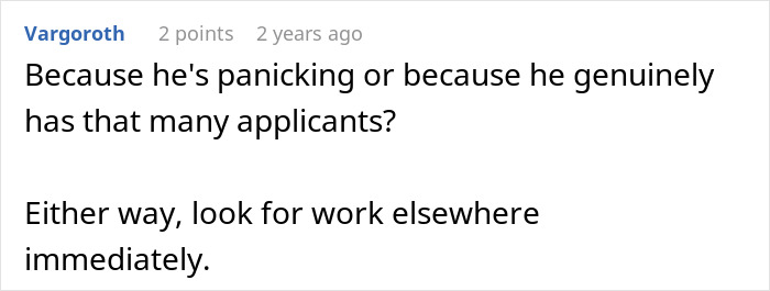 Comment discussing applicant panic and advising to look for work when making reapply position decisions. Comment discussing applicant panic and advising to look for work when making reapply position decisions.