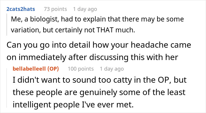 Reddit conversation discussing genetic heritage information and frustration with inlaws during a family disagreement. Reddit conversation discussing genetic heritage information and frustration with inlaws during a family disagreement.