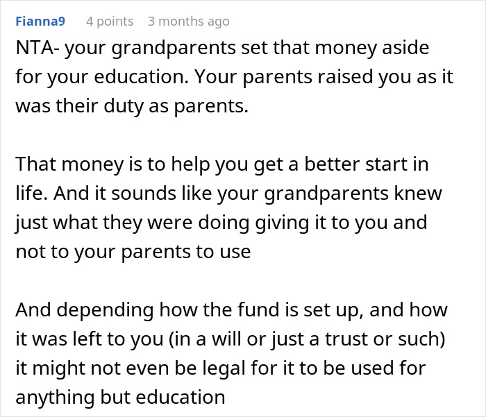 Teen refuses to sacrifice future to fix parents’ financial mistakes as grandparents protect education funds.