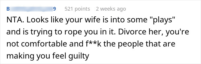 Screenshot of a Reddit comment disagreeing with a wife obsessed with looking like an Asian child and mentioning divorce after plastic surgeries. Screenshot of a Reddit comment disagreeing with a wife obsessed with looking like an Asian child and mentioning divorce after plastic surgeries.