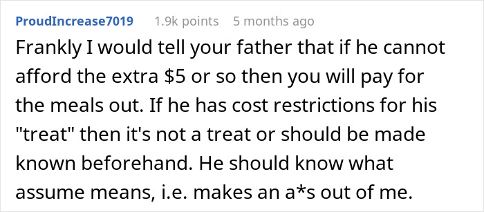 Woman Shocked As Dad Complains About Her Daughter Ordering Expensive Meal While He Was Paying