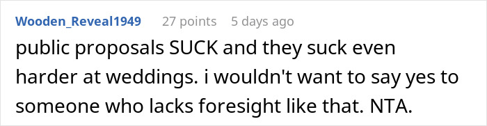 Man plans public proposal at wedding, causing bride to cry and leaving girlfriend embarrassed amid the unexpected event.