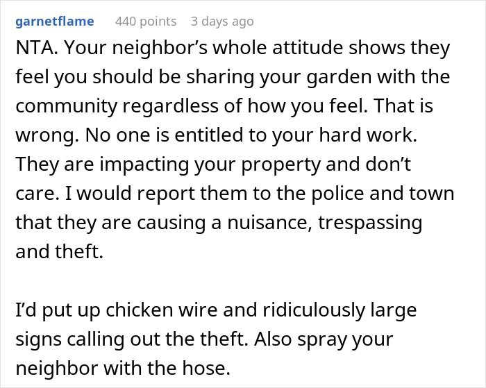 Commenter advises reporting neighbor causing theft and nuisance by not moving farm stand and impacting property. Commenter advises reporting neighbor causing theft and nuisance by not moving farm stand and impacting property.