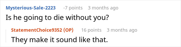 Screenshot of an online discussion about a man who refuses to donate an organ to his father due to a troubled childhood. Screenshot of an online discussion about a man who refuses to donate an organ to his father due to a troubled childhood.