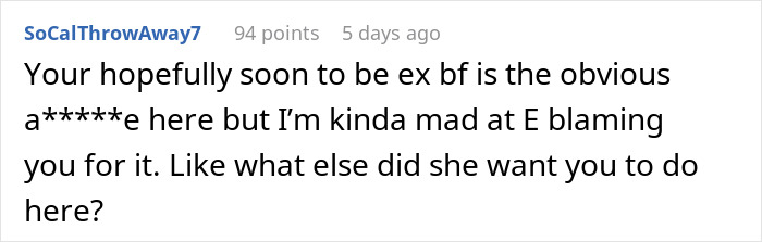 Comment discussing a man planning a public proposal at wedding without asking, causing emotional distress and embarrassment.