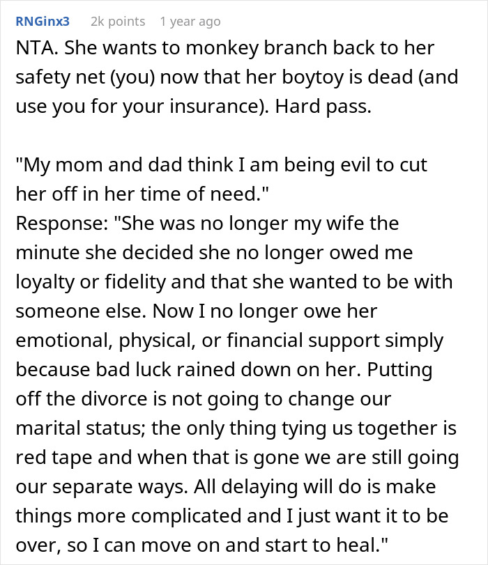 Wife leaves for affair partner, loses lover in crash, then asks ex to delay divorce despite betrayal and tragedy. Wife leaves for affair partner, loses lover in crash, then asks ex to delay divorce despite betrayal and tragedy.