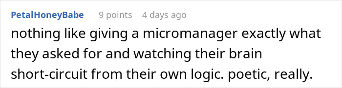 Comment about micromanager frustration after boss told guy to message after every client then ignored him for hours.