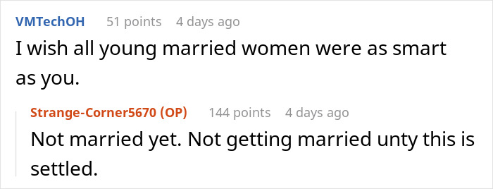 Screenshot of an online discussion about in-laws demanding a woman quit her job as it’s emasculating their son. Screenshot of an online discussion about in-laws demanding a woman quit her job as it’s emasculating their son.