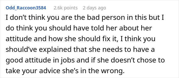 Reddit comment discussing whether not telling a friend about getting fired caused her to get super fired. Reddit comment discussing whether not telling a friend about getting fired caused her to get super fired.