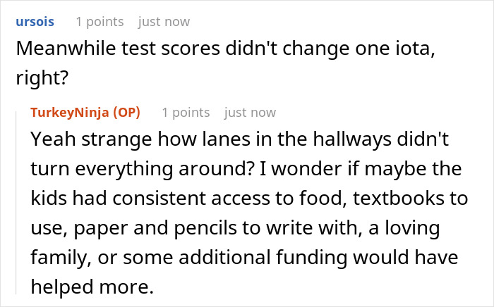 Red and blue lanes painted in school hallways guiding students walking between classes on a busy day. Red and blue lanes painted in school hallways guiding students walking between classes on a busy day.